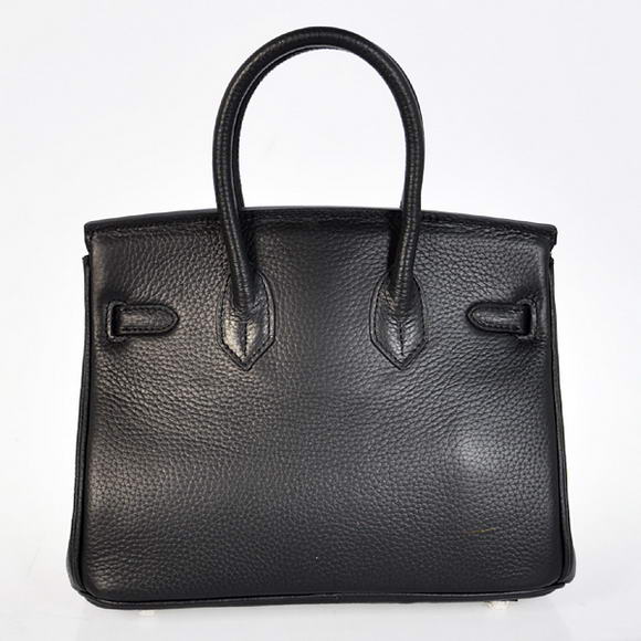 Super A Replica Hermes Birkin 25CM Tote Bags Togo Leather Black Silver 60799 - Click Image to Close